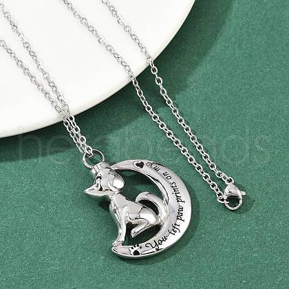 304 Stainless Steel Black Enamel Pet Urn Ashes Necklaces NJEW-K286-01B-P-1