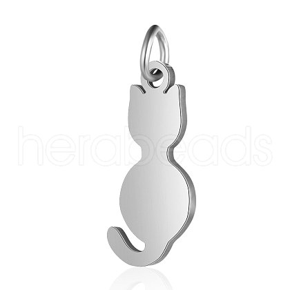 Non-Tarnish 304 Stainless Steel Kitten Pendants A-STAS-S105-T551D-1-1