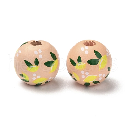 Spray Painted Natural Wood Beads WOOD-C007-01-1