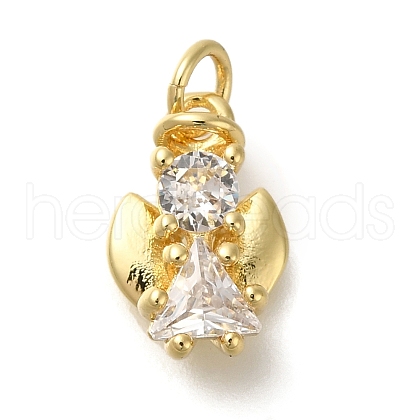 Rack Plating Brass with Cubic Zirconia Pendants KK-Z086-20G-1