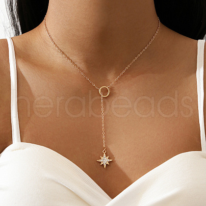 Alloy Crystal Rhinestone Star Lariat Necklaces for Women WGBBC4F-01-1