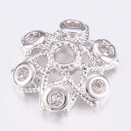 Brass Micro Pave Cubic Zirconia Bead Caps ZIRC-K075-52P-1