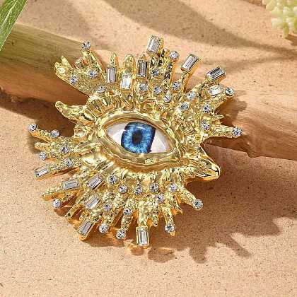 Evil Eye Alloy Rhinestone Brooches for Backpack Clothes JEWB-A030-01G-1