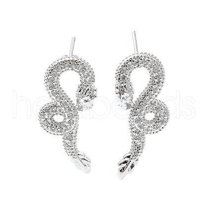 Rack Plating Brass Micro Pave Cubic Zirconia Stud Earring EJEW-C086-01P-1