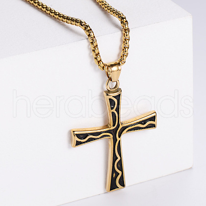 Retro Rock Punk Men's Cross Stainless Steel Pendant Necklaces NQ6861-2-1