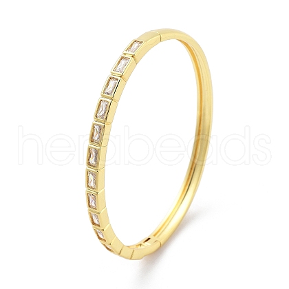 Rack Plating Brass Micro Pave Cubic Zirconia Bangles for Women BJEW-G730-01G-03-1