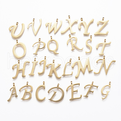 304 Stainless Steel Alphabet Pendants STAS-F129-G-1