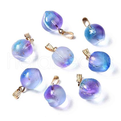 Two Tone Transparent Spray Painted Glass Pendants GLAA-N035-015-C06-1