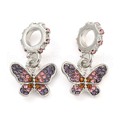 Rack Plating Alloy Pave Colorful Rhinestone Insect European Dangle Charms FIND-B034-14P-03-1