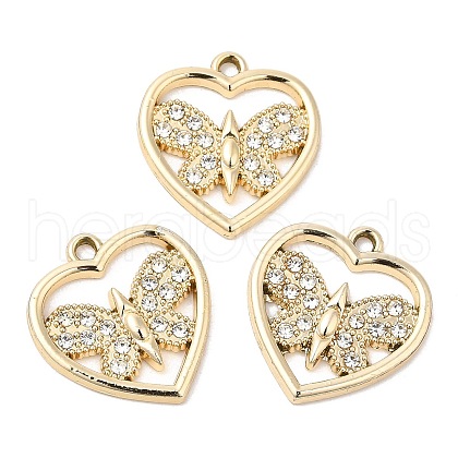 UV Plating Alloy Rhinestone Pendants PALLOY-A004-09G-1