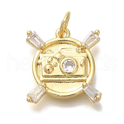 Rack Plating Brass Micro Pave Cubic Zirconia Pendants KK-I720-28G-1