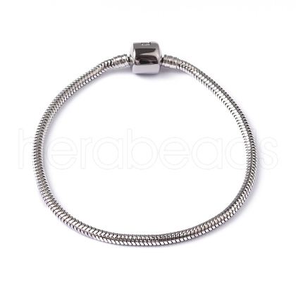Tarnish Resistant 304 Stainless Steel Round Snake Chain European Style Bracelet Making STAS-L178-SL0202-21-1