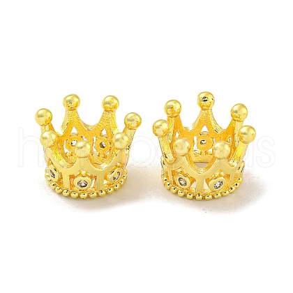 Brass Cubic Zirconia European Beads KK-L075-019G-1