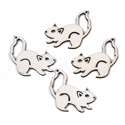 Autumn Theme Unfinished Natural Poplar Wood Pendants WOOD-N006-60-1