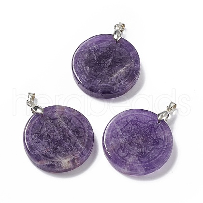 Natural Amethyst Pendants G-P491-04P-04-1