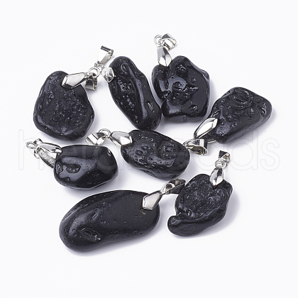 Natural Tektite Pendants G-S299-41-1