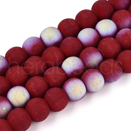 Frosted Opaque Glass Beads Strands GLAA-T032-P8mm-MBB23-1