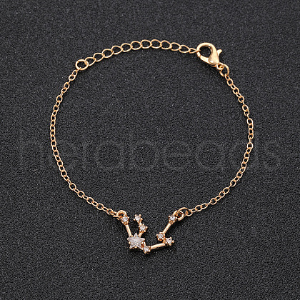 12 Constellations Alloy Rhinestone Link Bracelets WG43B2B-11-1