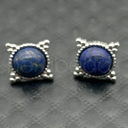 Alloy Natural Tiger Eye Flower Stud Earrings OL8231-14-1