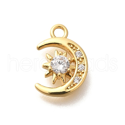 Rack Plating Brass Micro Pave Cubic Zirconia Pendants KK-M296-17G-1