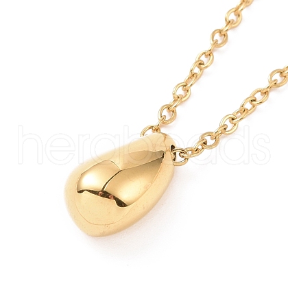 Ion Plating(IP) 304 Stainless Steel Teardrop Pendant Necklace for Men Women NJEW-A004-11G-1