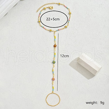 Bohemian Beach Wedding Brass Enamel Daisy Anklets Toe Ring for Women BL1064-1-1