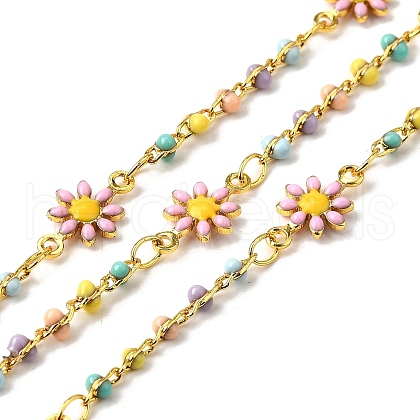 Brass Enamel Flower Link Chains CHS-H112-22G-01-1