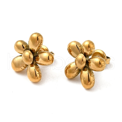 304 Stainless Steel Flower Stud Earrings for Women EJEW-Q781-11G-1
