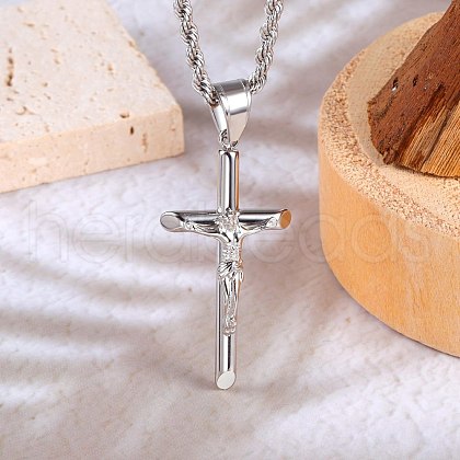 Jesus Cross 304 Stainless Steel Pendant Necklaces FS-WG6BB52-02-1