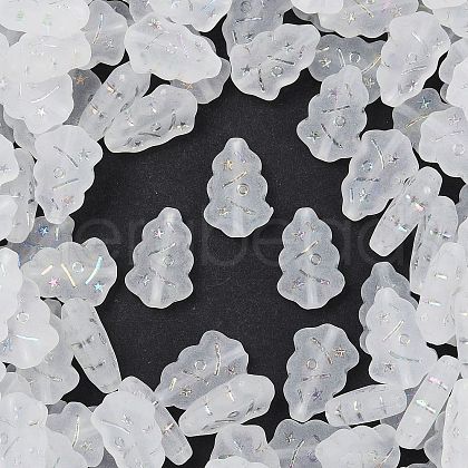 Frosted Transparent Acrylic Beads OACR-P029-04B-01-1