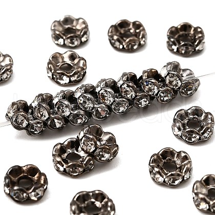 Brass Rhinestone Spacer Beads X-RB-A014-L6mm-01B-1