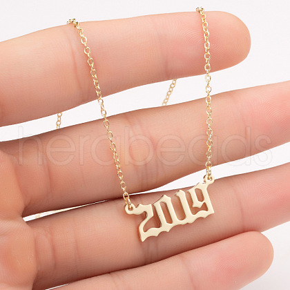 2019 Birth Year Number 201 Stainless Steel Pendant Cable Chain Necklaces FS-WGB5F08-66-1