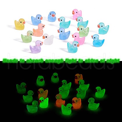 100Pcs Luminous Tiny Ducks Mini Resin Duck Colorful Miniature Fairy Garden Mini Duck  for Miniature Landscape JX530A-1