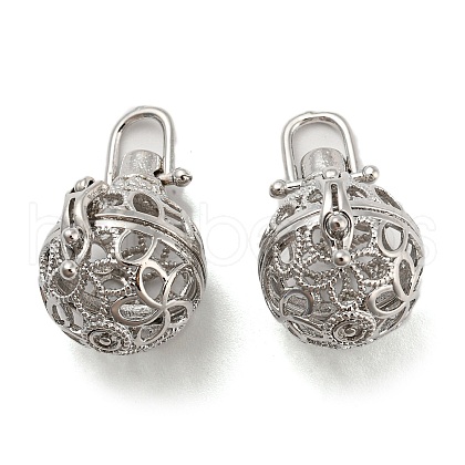 Rack Plating Brass Hollow Round Cage Pendants KK-P238-02P-1