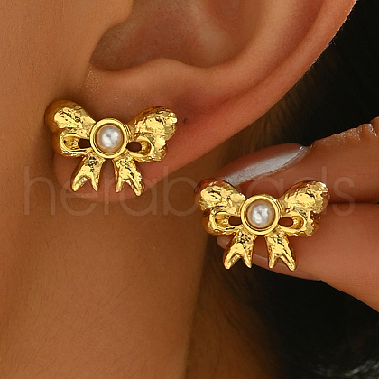 Sweet Stainless Steel Bowknot Stud Earrings SK0525-1-1