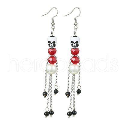 Natural Black Onyx Dangle Earrings EJEW-JE06008-1