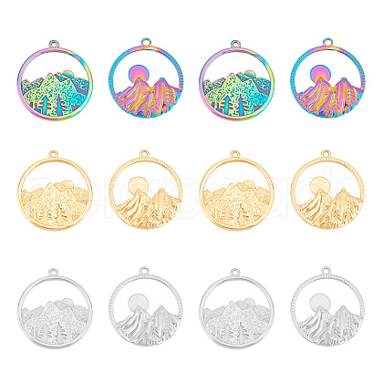 Unicraftale 12Pcs 6 Styles  304 Stainless Steel Pendants STAS-UN0044-60-1