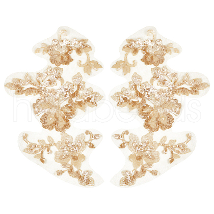 Gorgecraft 1 Pair 3D Flower Polyester Embroidery Sew on Appliques PATC-GF0001-35B-1
