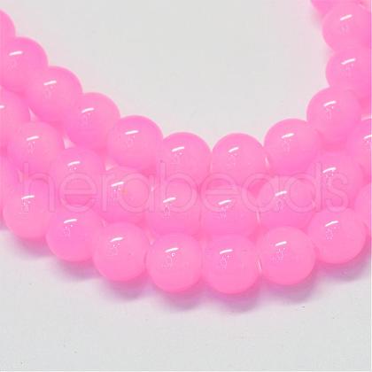 Baking Painted Imitation Jade Glass Round Bead Strands DGLA-Q021-10mm-45-1