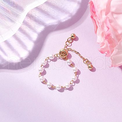 Adjustable Brass Cable Chain Finger Rings for Women RJEW-JR00863-1