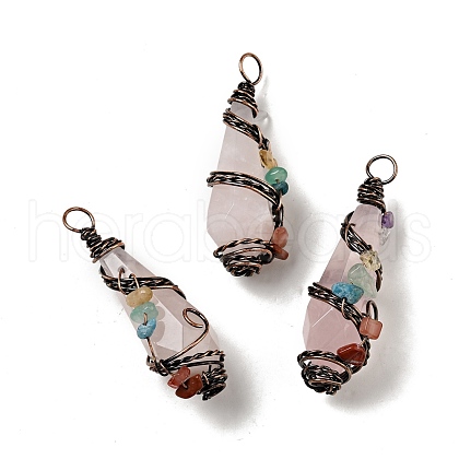 Natural Rose Quartz Pointed Big Pendants G-G860-03R-02-1
