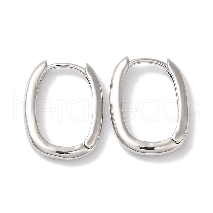 Rectangle Brass Huggie Hoop Earrings for Women EJEW-U008-12P-1