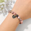 12 Constellations Natural Zebra Jasper Round Beaded with Enamel Heart Charm Bracelets WGB6967-06-2