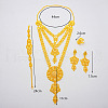 Flower Alloy Multilayer Necklace & Stud Dangle Earring & Chain Bracelet & Rings Sets FS-WGF7DE4-01-4