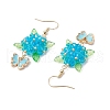 304 Stainless Steel Flower with Butterfly Dangle Earrings EJEW-MZ00455-6