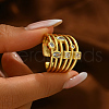 Brass Pave Cubic Zirconia Irregular Geometric Multi-layer Cuff Rings for Women IO9593-3
