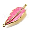 Brass Micro Pave Clear Cubic Zirconia Enamel Leaf Connector Charms KK-V011-25G-F-2