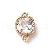 Brass Pave Clear Glass Connector Charms KK-C062-102G-1