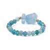 Natural Aquamarine Beaded Rings RJEW-TA00191-05-4