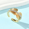 Brass Micro Pave Cubic Zirconia Cuff Rings RJEW-D307-05G-C-4